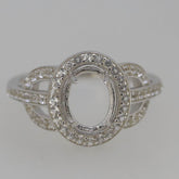 Sterling Silver Semi Mount Ring Setting OV 9X7mm White Topaz White Top Solid - Syzjewelry